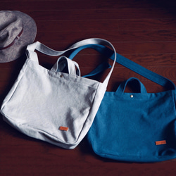 柔らか帆布の3wayショルダートート◇倉敷産バイオウォッシュ帆布 1枚目の画像