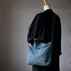 柔らか帆布の3wayショルダートート◇倉敷産バイオウォッシュ帆布 6枚目の画像