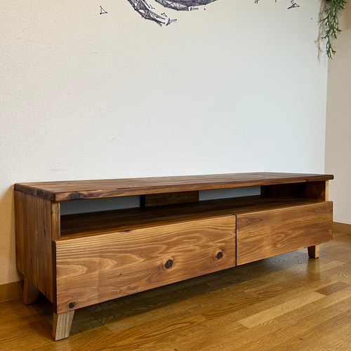 杉無垢の北欧風テレビボード テレビ台 1000×400×400mm チーク テレビ台