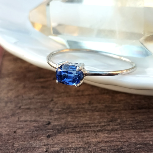 高品質な天然ブルーサファイアのsilver925リング 11号 シルバーリング