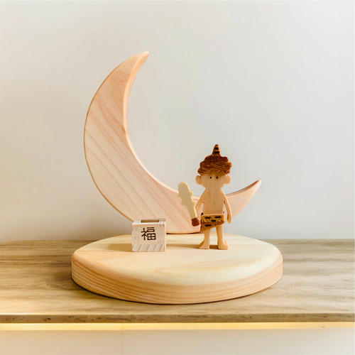 木製 月飾りオブジェ 12月 クリスマスツリーとサンタ～クリスマス