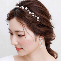 RO32 ウェディング ヘッドドレス　カチューシャ ブライダル ヘアアクセサリー 結婚式 前撮り 卒業式 3枚目の画像