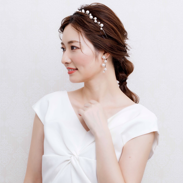 RO32 ウェディング ヘッドドレス　カチューシャ ブライダル ヘアアクセサリー 結婚式 前撮り 卒業式 4枚目の画像