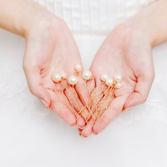 MA125 【ゼクシィ掲載】  ヘアピン ウェディング　ブライダル　ゴールド　花嫁　ヘッドアクセサリー　結婚式 10枚目の画像
