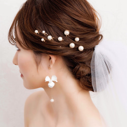 MA125 【ゼクシィ掲載】  ヘアピン ウェディング　ブライダル　ゴールド　花嫁　ヘッドアクセサリー　結婚式 1枚目の画像