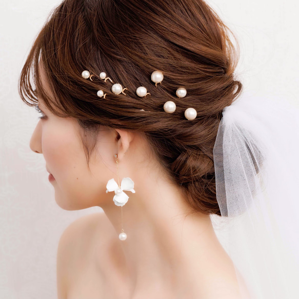 MA125 【ゼクシィ掲載】  ヘアピン ウェディング　ブライダル　ゴールド　花嫁　ヘッドアクセサリー　結婚式 6枚目の画像