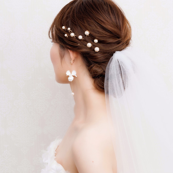 MA125 【ゼクシィ掲載】  ヘアピン ウェディング　ブライダル　ゴールド　花嫁　ヘッドアクセサリー　結婚式 7枚目の画像