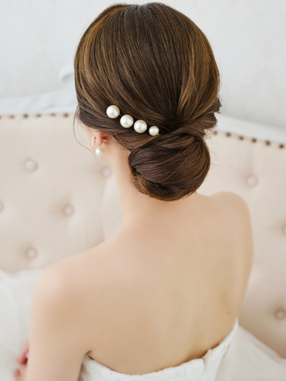 MA125 【ゼクシィ掲載】  ヘアピン ウェディング　ブライダル　ゴールド　花嫁　ヘッドアクセサリー　結婚式 3枚目の画像