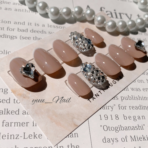 オーダーネイルチップ♡秋冬くすみブラウン茶フレンチガーリー量産型