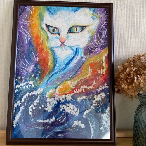 油絵、壁掛け絵原画手描き【猫】 絵画 アカザ麦 通販｜Creema(クリーマ 