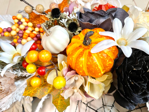 No.wreath-15466/ハロウィンリース22-(3) クモの巣42x45cm/アーティフィシャルフラワー造花 11枚目の画像