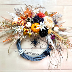 No.wreath-15466/ハロウィンリース22-(3) クモの巣42x45cm/アーティフィシャルフラワー造花 3枚目の画像