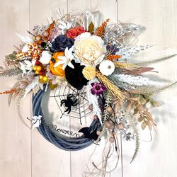 No.wreath-15466/ハロウィンリース22-(3) クモの巣42x45cm/アーティフィシャルフラワー造花 6枚目の画像