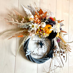 No.wreath-15466/ハロウィンリース22-(3) クモの巣42x45cm/アーティフィシャルフラワー造花 5枚目の画像