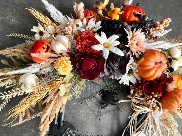 No.wreath-15468/ハロウィンリース22-(5) クモの巣42x45cm/アーティフィシャルフラワー造花 11枚目の画像