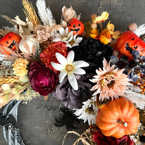 No.wreath-15468/ハロウィンリース22-(5) クモの巣42x45cm/アーティ