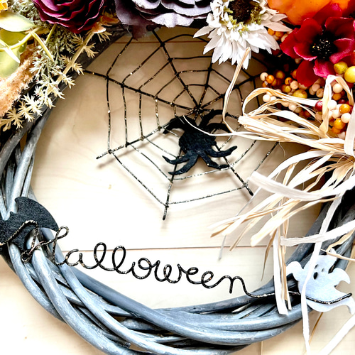No.wreath-15468/ハロウィンリース22-(5) クモの巣42x45cm/アーティ