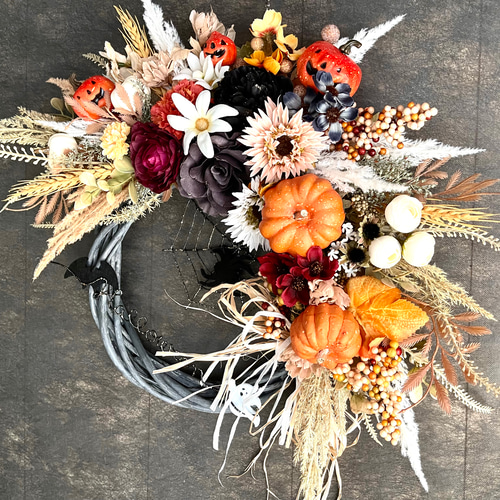 No.wreath-15468/ハロウィンリース22-(5) クモの巣42x45cm/アーティ