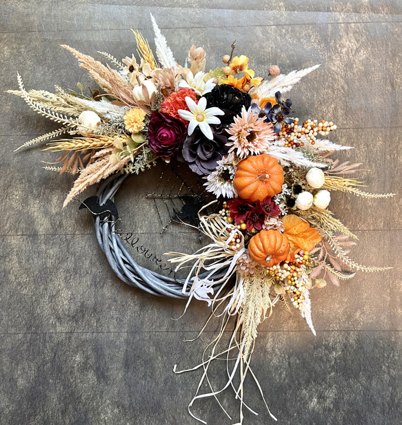 No.wreath-15468/ハロウィンリース22-(5) クモの巣42x45cm/アーティフィシャルフラワー造花 17枚目の画像