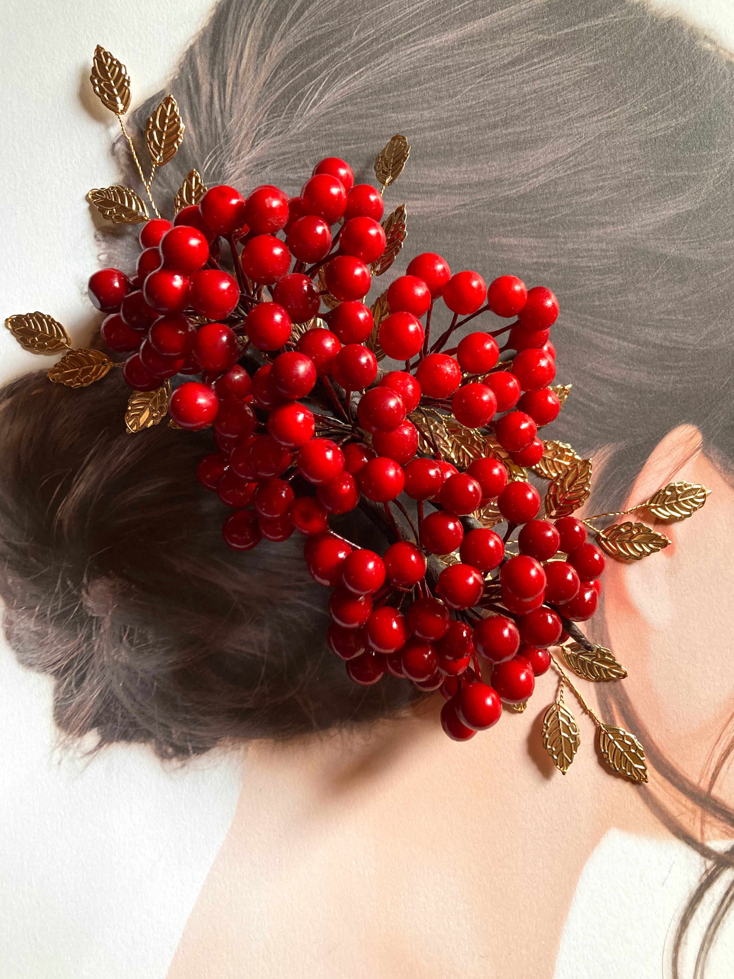 南天ゴールドリーフかんざし　L＋M＋S sizeセット　　　花嫁ヘア　振袖ヘア　成人式　打掛髪飾り