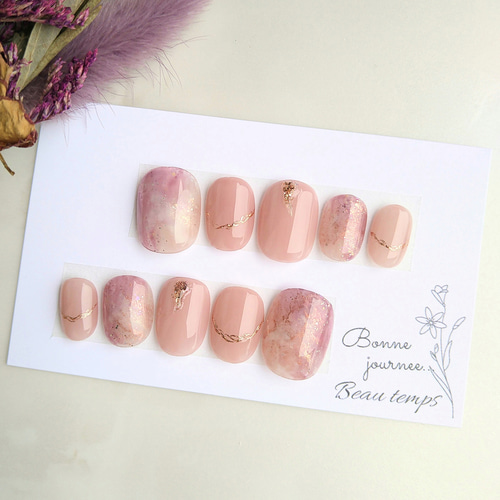 ふんわりニュアンスネイルピンク♡ネイルチップ158 ネイルチップ（つけ