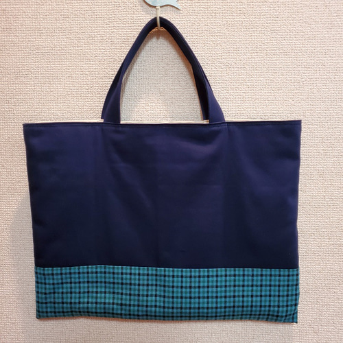 ファミリア ワッペン付 レッスンバッグ ハンドメイド トート