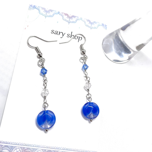 チェコバイカラーラウンドピアス/イヤリング/チェコガラス/金属