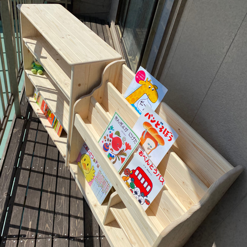 通常サイズ　無塗装　ワイドＡタイプ　絵本棚 通常サイズ 無塗装 ワイドAGセット 絵本棚 おもちゃ棚 本棚・絵本棚