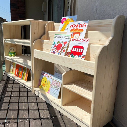 通常サイズ　無塗装　ワイドＡタイプ　絵本棚 通常サイズ 無塗装 ワイドAGセット 絵本棚 おもちゃ棚 本棚・絵本棚