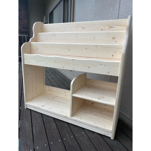 通常サイズ　無塗装　ワイドＡタイプ　絵本棚 通常サイズ 無塗装 ワイドAGセット 絵本棚 おもちゃ棚 本棚・絵本棚