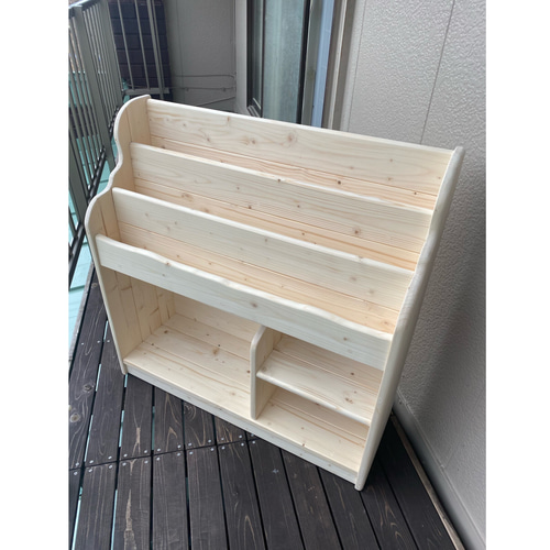 通常サイズ 無塗装 ワイドAGセット 絵本棚 おもちゃ棚 本棚・絵本棚