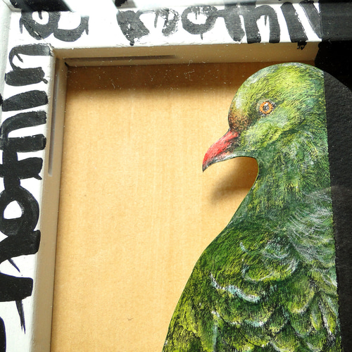 立体的な緑の鳥の絵画 アート 原画 アクリルフレーム 動物の絵 立体的な緑の鳥の絵画 アート 原画 アクリルフレーム 動物の絵