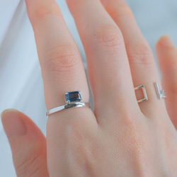 Rectangle ring　ロンドンブルートパーズ　天然石シルバーリング　silver925 2枚目の画像