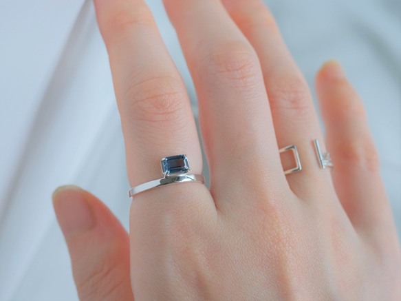 Rectangle ring　ロンドンブルートパーズ　天然石シルバーリング　silver925 2枚目の画像