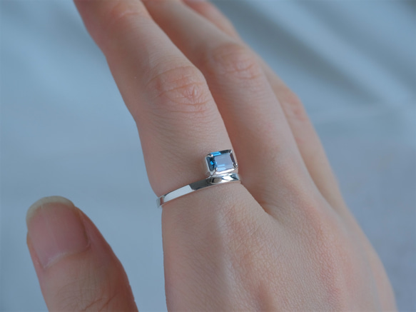 Rectangle ring　ロンドンブルートパーズ　天然石シルバーリング　silver925 4枚目の画像