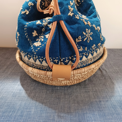 受注製作・刺し子糸の刺繍かご〈藍〉 かごバッグ add to 通販