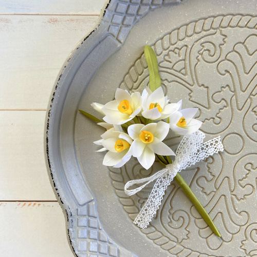 e様ご依頼品 布花 スイセンの花束 凛と咲く水仙 アートフラワー orion