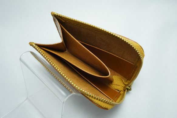 本革　イタリアンレザー　財布　Ｌ字ファスナーウォレット　スリムタイプ　キャメル　 6枚目の画像