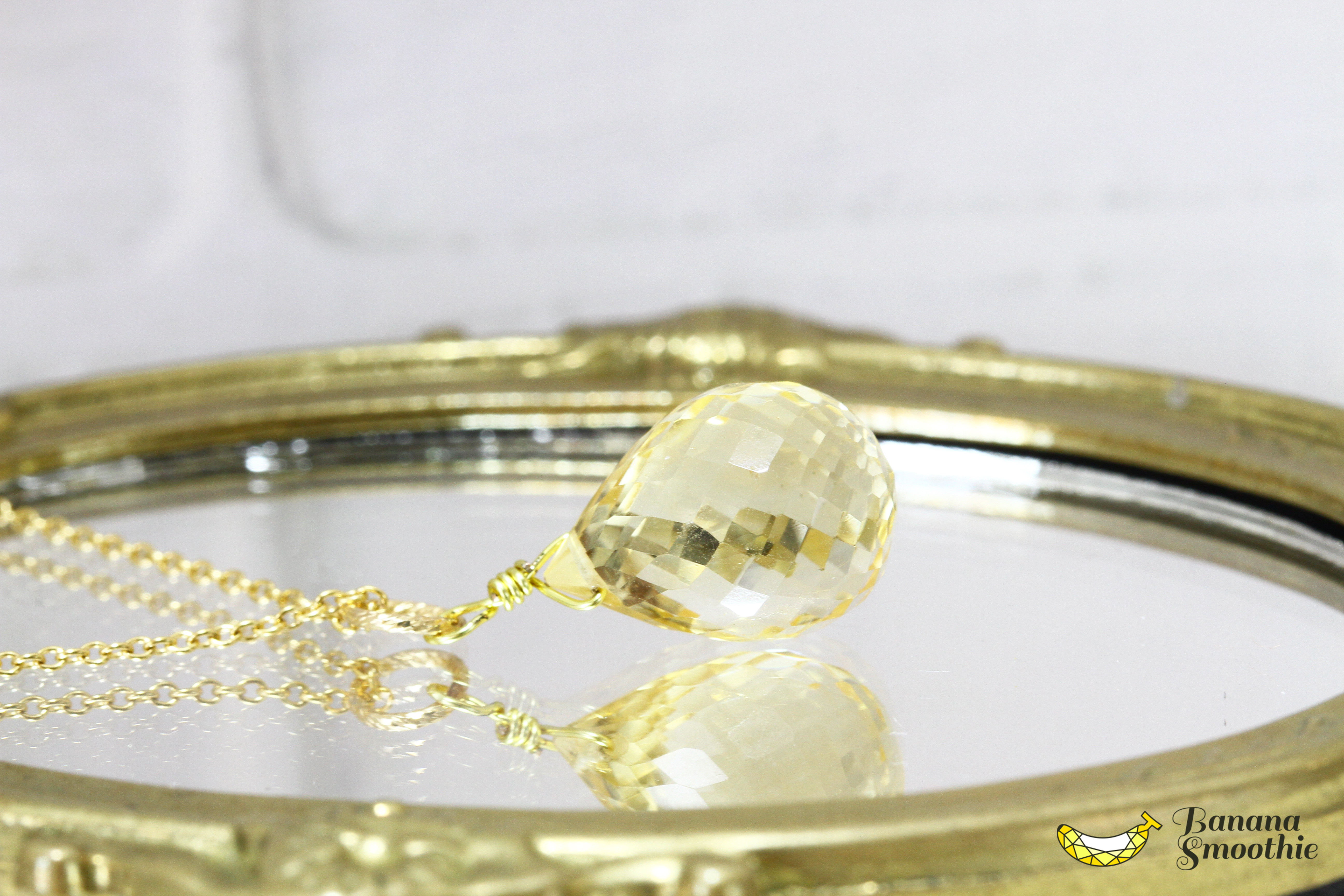 大粒で存在感♪ 宝石質 シトリン 極上ブリオレットカット 14kgfネックレス 11月誕生石