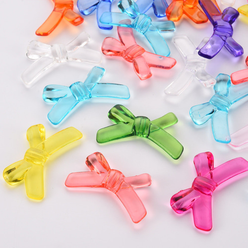 20個☆ミックス☆アクリルビーズパーツ 蝶結び リボン ビーズ