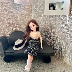 22cmサイズ 1/6ドールお洋服3点セット【BLACKツイード】 おもちゃ