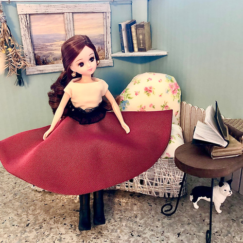 22cmサイズ 1/6ドールお洋服3点セット【BLACKツイード】 おもちゃ