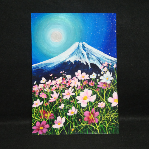 油絵 絵画【赤いコスモス】 （油絵 油彩 油彩画 絵画【コスモス