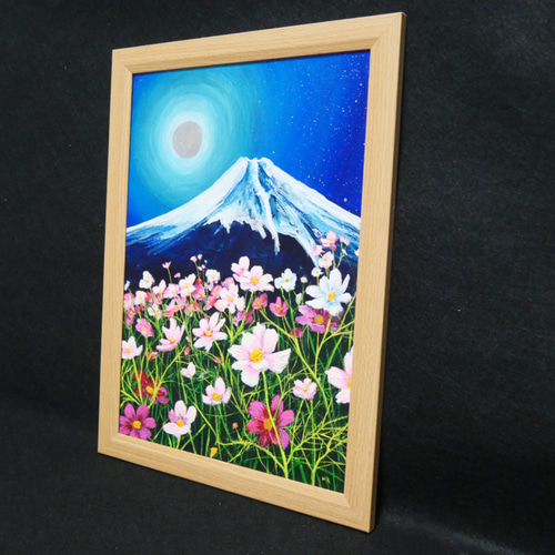 油絵 絵画 【月のお花畑と富士山  
】 208899e65b28ee7e65b98f1960e0f8