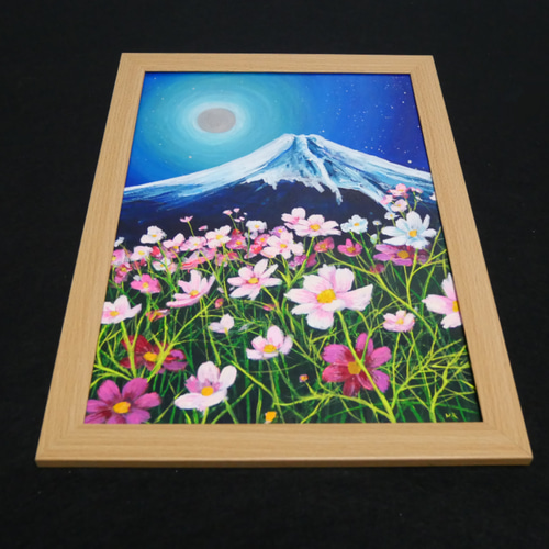 油絵 絵画 【満月のコスモスと富士山  】 8aaa4d1e178150fa68a1b33bcd4dcb