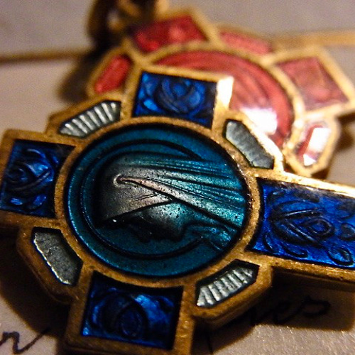 フランス アンティーク 聖母マリア クロス型メダイ 2色 エマイユ