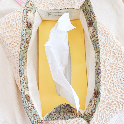 ウィリアムモリス ティッシュカバー ピンパーネル ブラウンベージュ