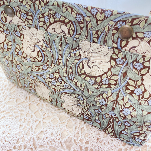 ウィリアムモリス ティッシュカバー ピンパーネル ブラウンベージュ