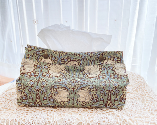 ウィリアムモリス ティッシュカバー ピンパーネル ブラウンベージュ