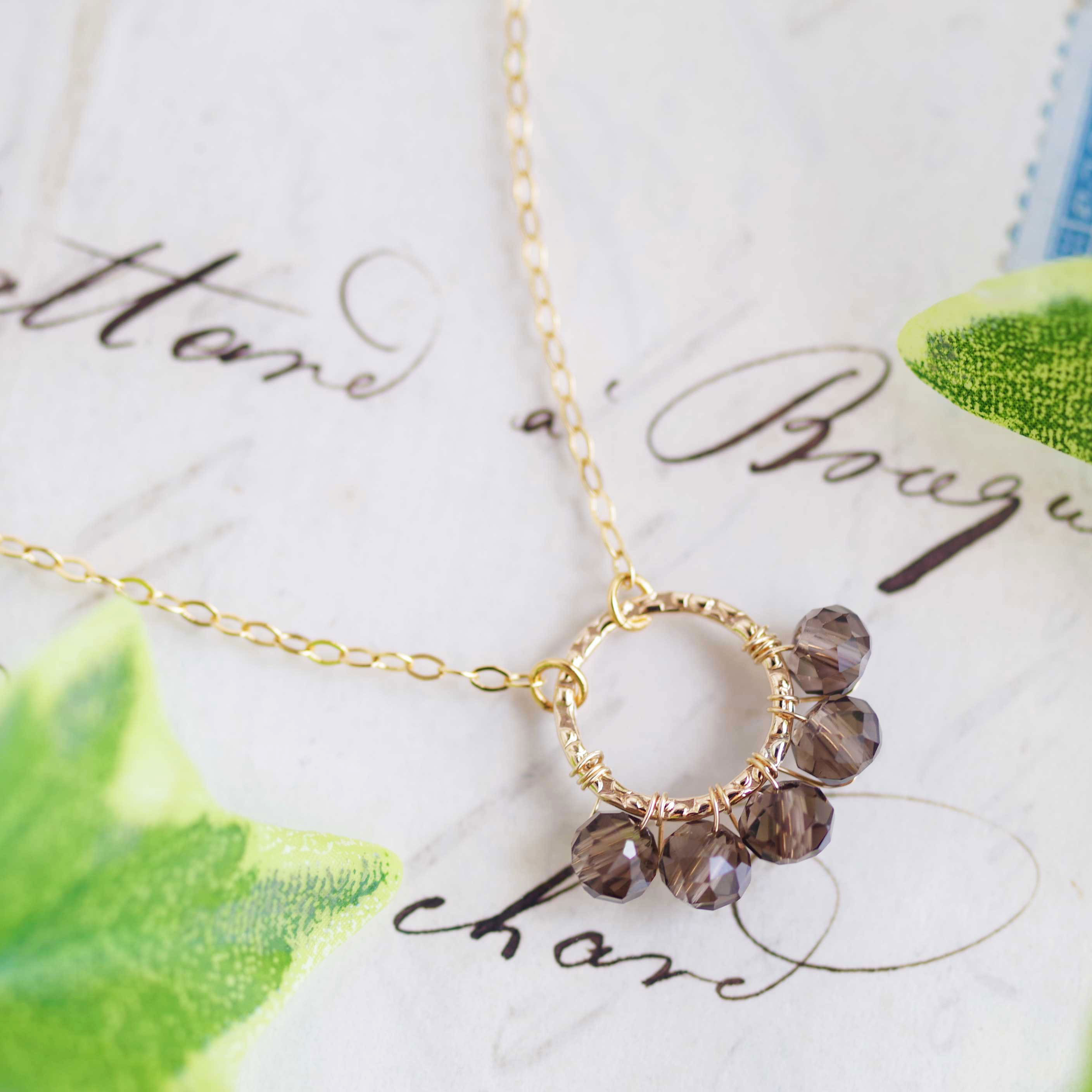 K14GF【garland】花冠・ネックレス［スモーキークォーツ］